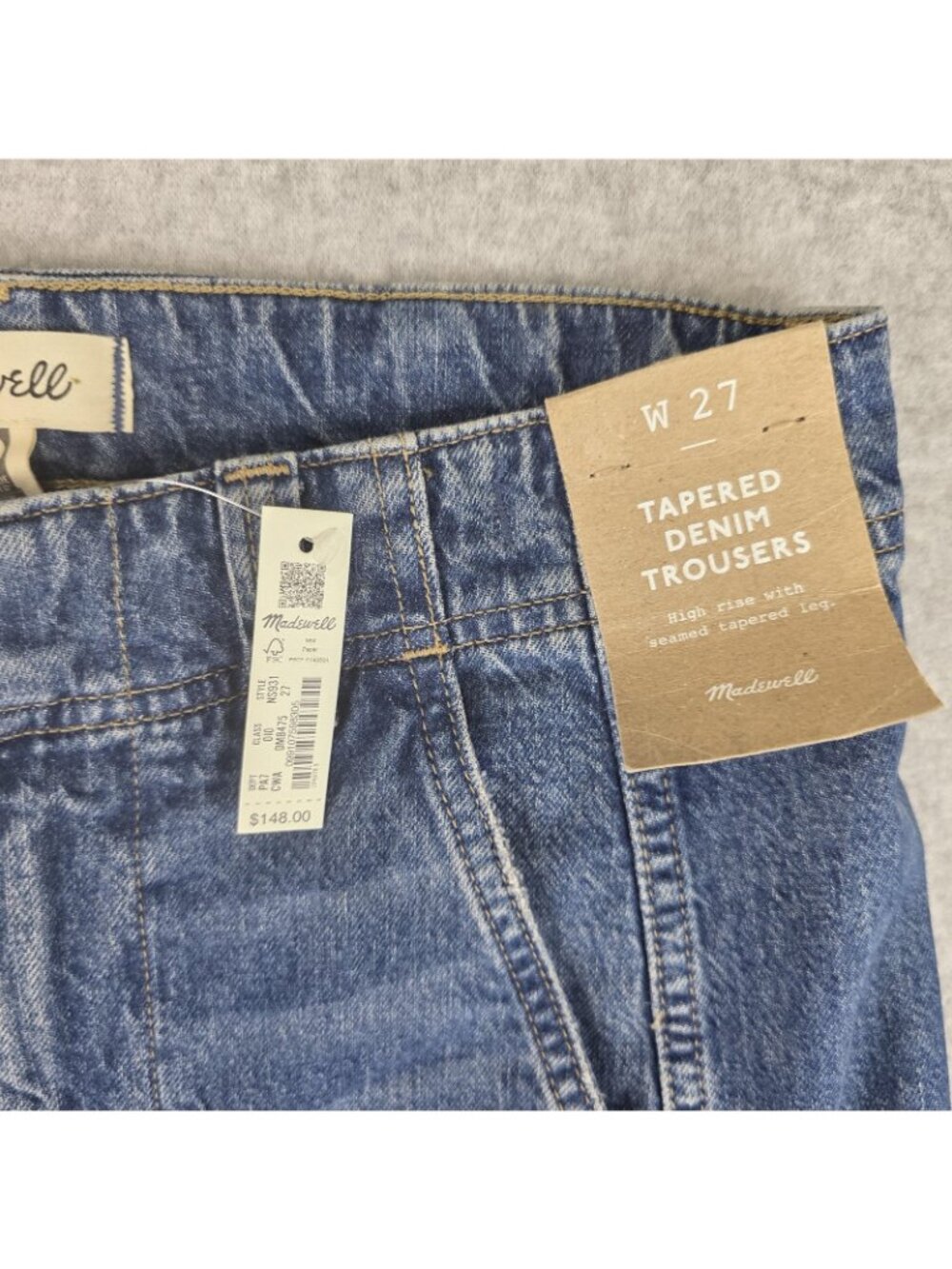 Madewell Tapered Denim Trousers Womens 27 Blue High Rise Jeans NWT - Picture 3 of 9